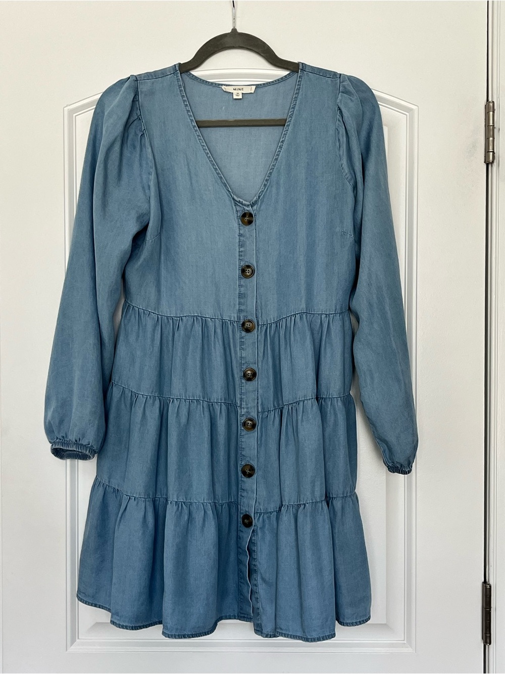 MINE Light Blue Denim Button-Front Dress